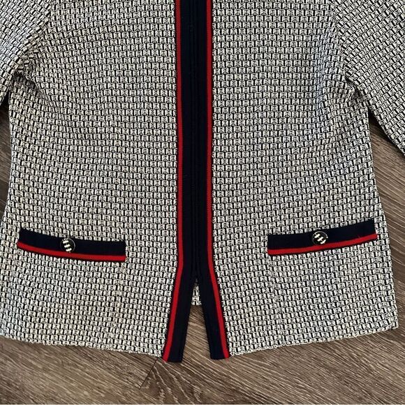 St. John Collection Navy White and Red Zip Up Sweater - Picture 3 of 9